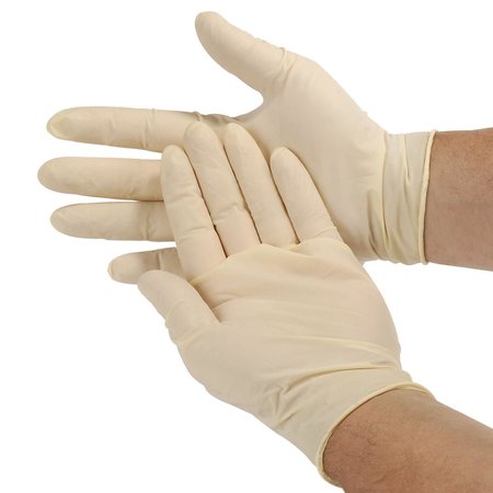 SAFETY ZONE Latex Disposable Gloves, 5 mil Palm, Latex, Powder-Free, L, 100 PK, White GRPR-LG-1-T